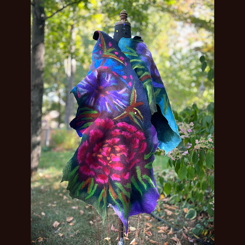 Handmade Felted Wool Scarf 74” X 29”