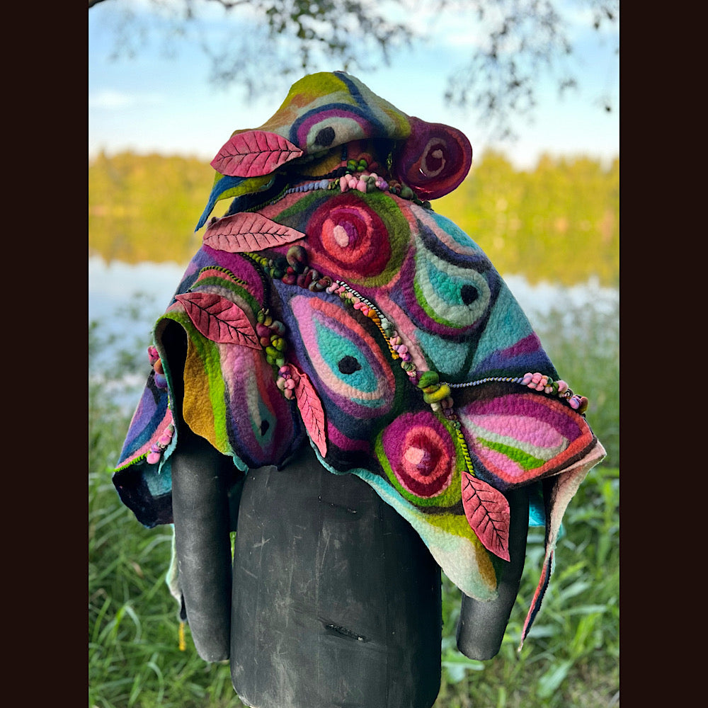 Large Felted Shawl 70” X 28