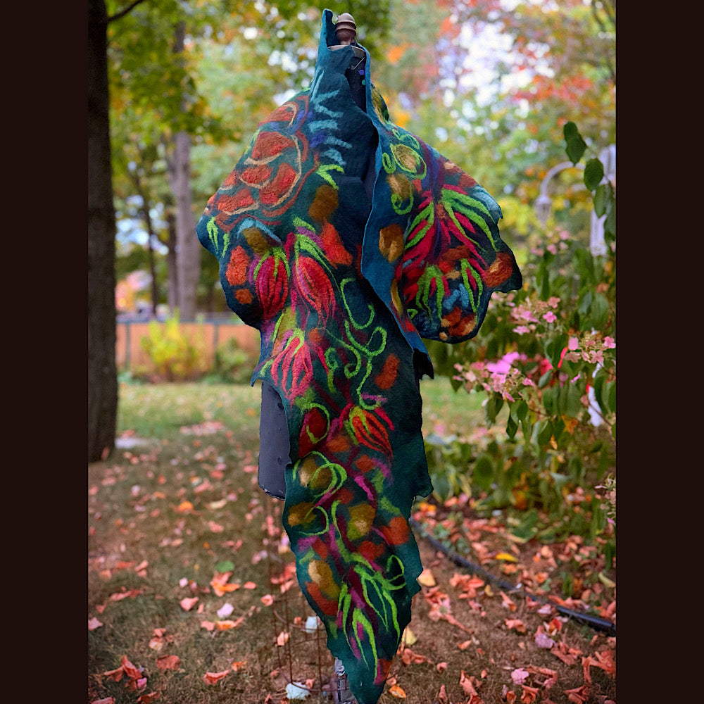 Handmade Felted Wool Scarf 85” X 21”