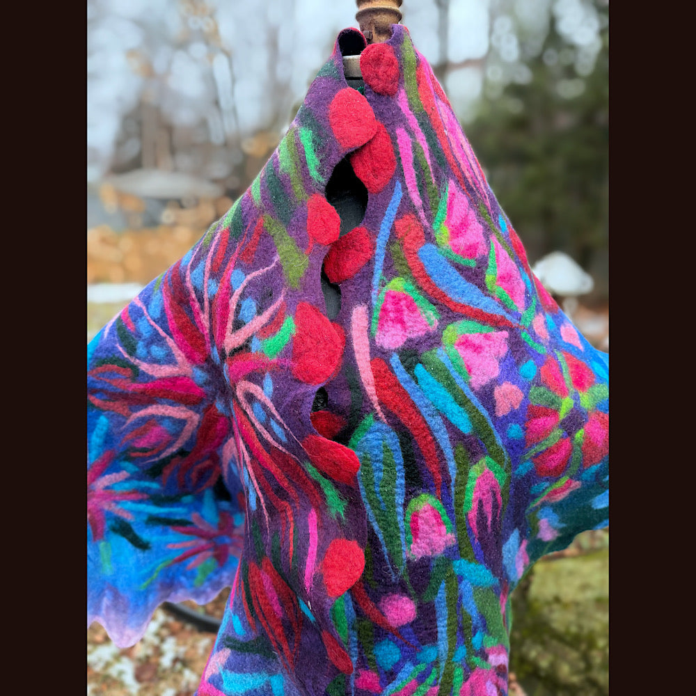 Handmade wool Felted Scarf 88” X 22”