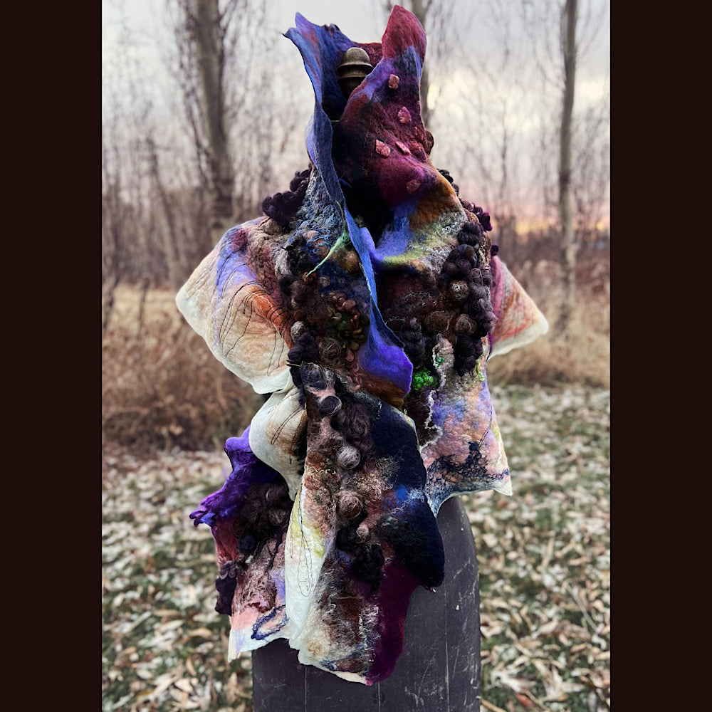 Last rays before dawn felted scarf 69” X 20”
