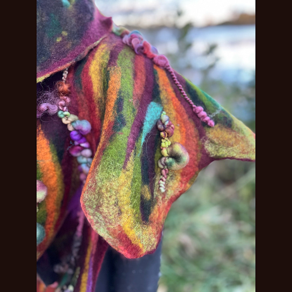 Wild Rose Felted Scarf 70” x 25”