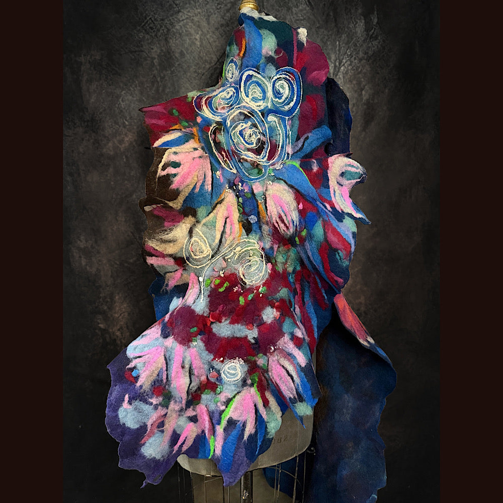 OOAK Handmade wool Felted Scarf 86” X 17”