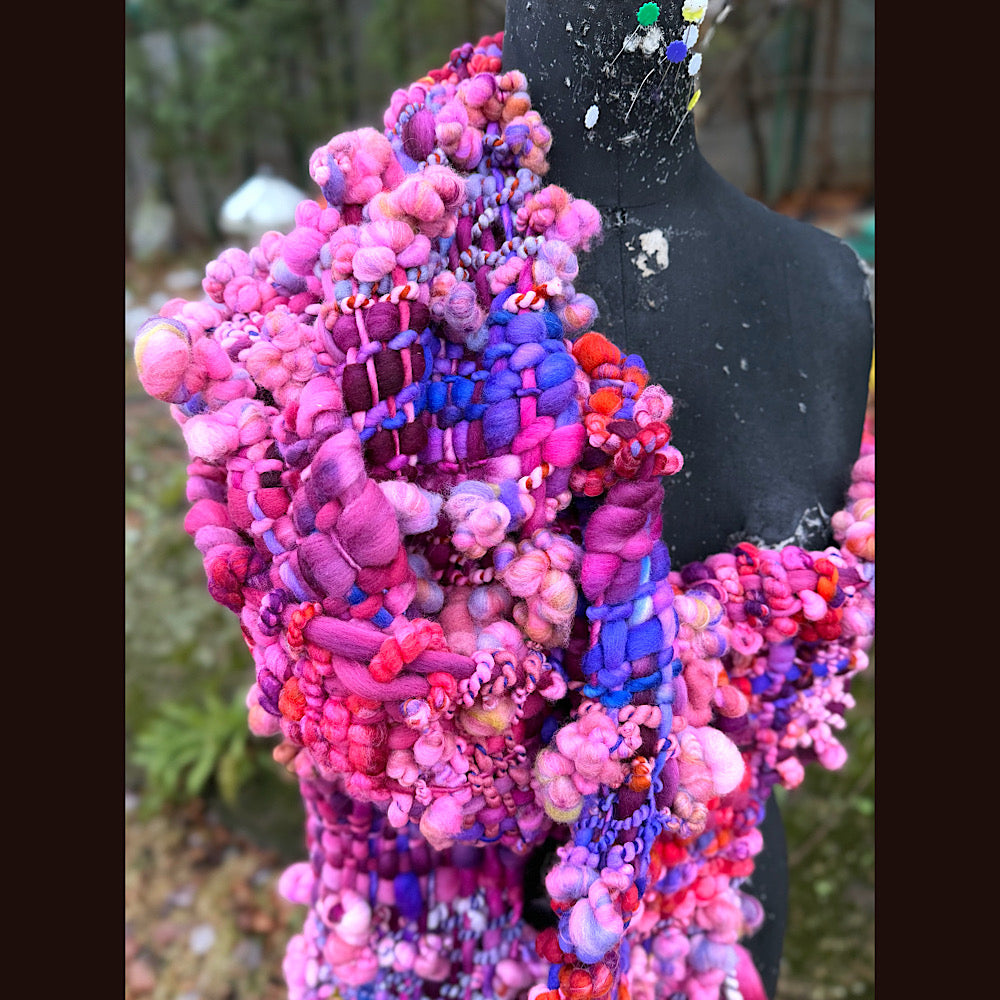 Handmade wool Woven Scarf 98” X 9”