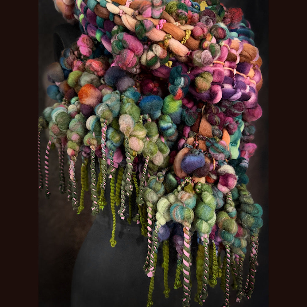 OOAK Handmade wool Woven Scarf 92” X 8”