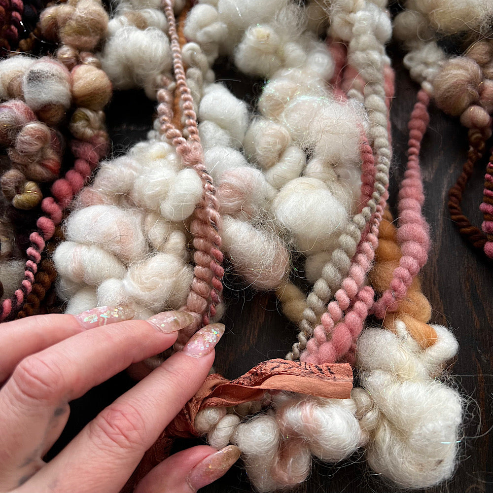 Very Large lot of 6 skeins of art yarn for weaving  20.4 oz / 1.2 pound