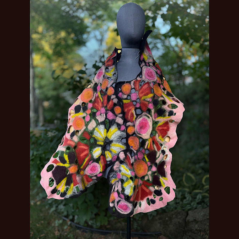 OOAK Handmade wool Felted Scarf 82” X 17” Original art work