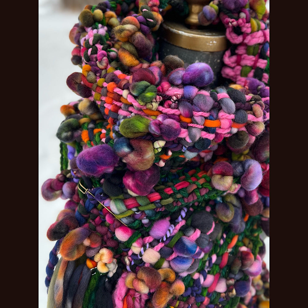 Woven scarf made of hand spun yarn 84” X 9”