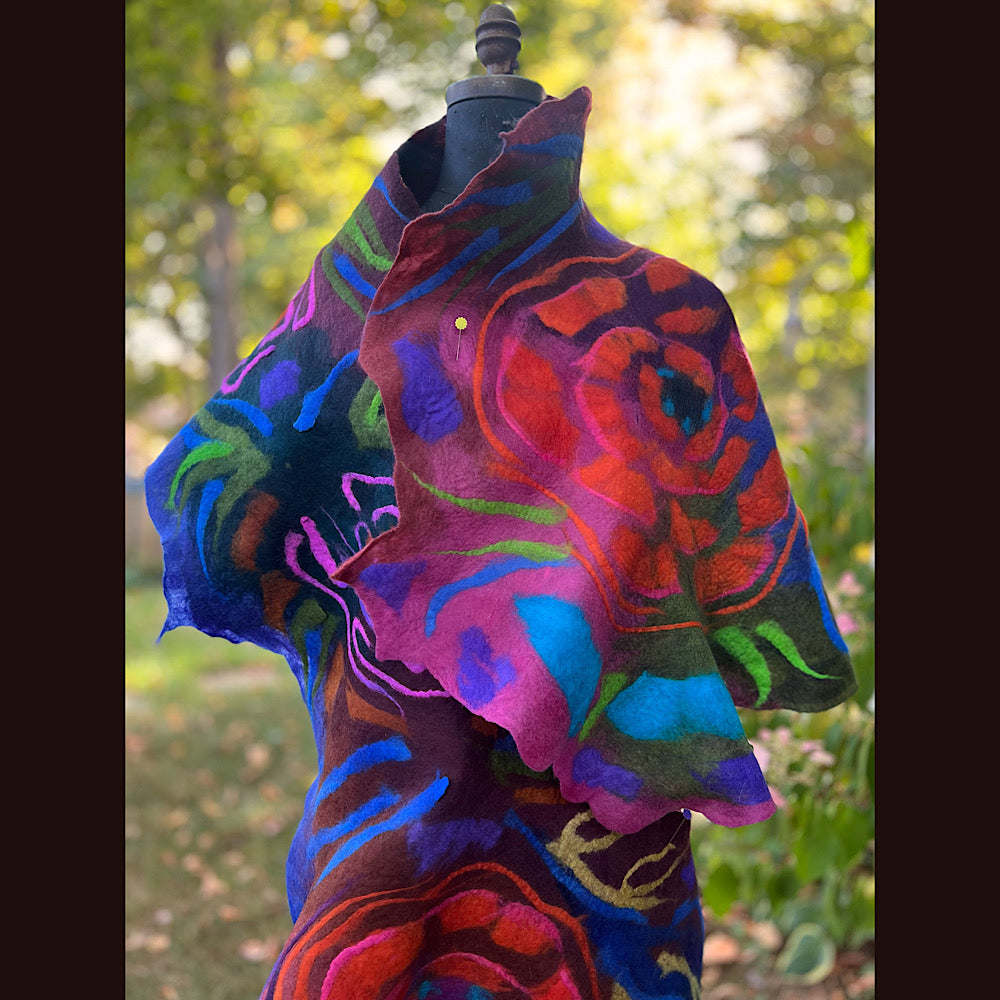 Handmade Felted Wool Scarf 82” X 29”