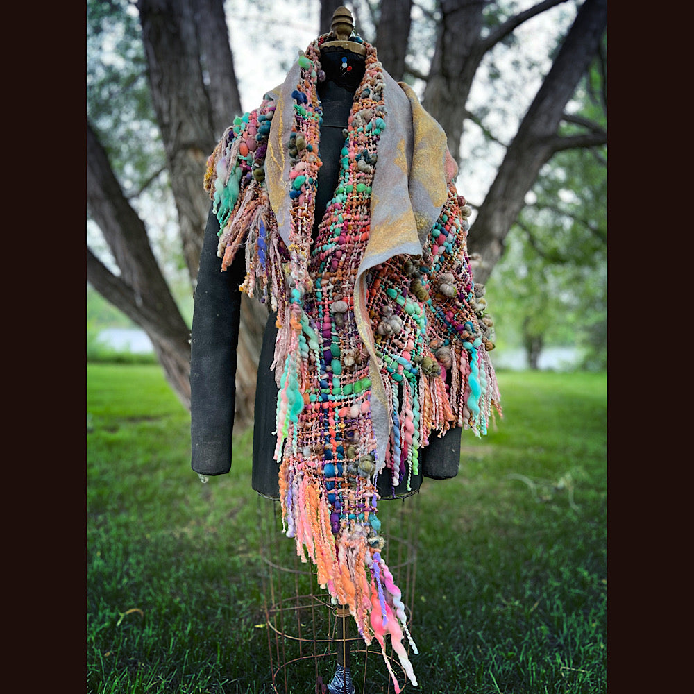 Woven shawl with hood 82” X 36”