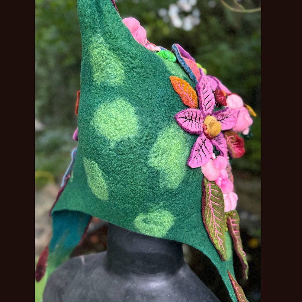 OOAK Handmade wool Felted Hood Hat size small