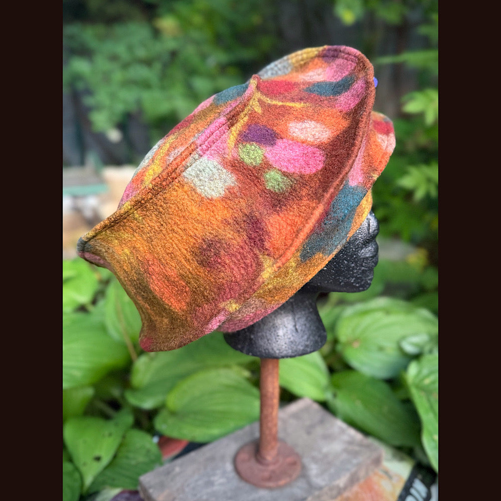 OOAK Handmade wool Felted hat 23” 3/4 medium large