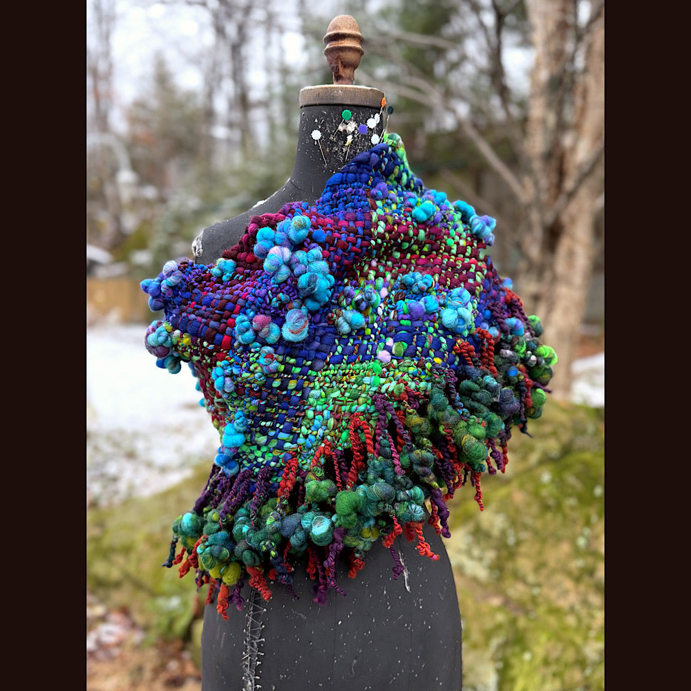 Handmade wool Woven Scarf 18”X 15.5”