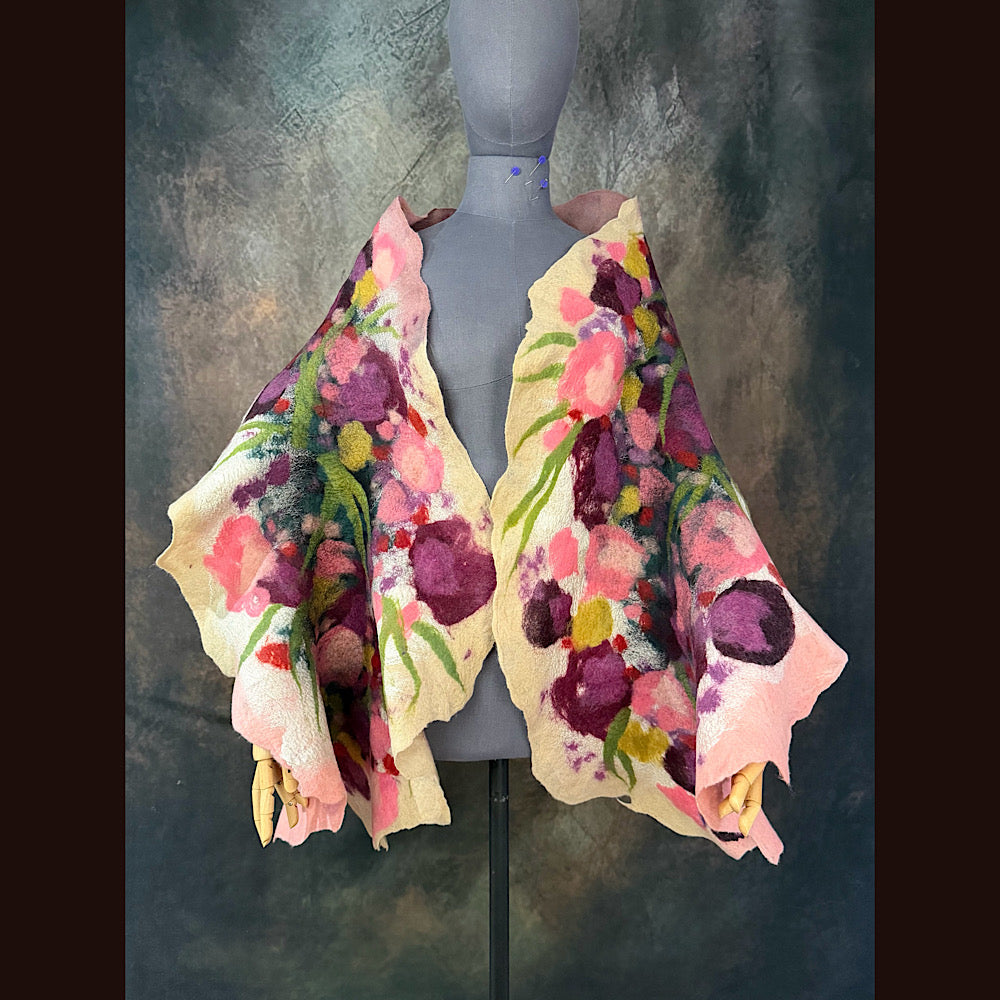 OOAK Handmade wool Felted Scarf 80” X 17” Original art work