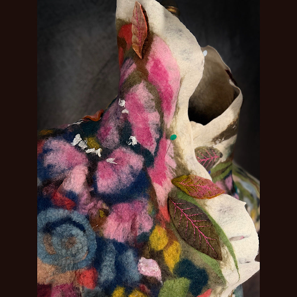 OOAK Handmade wool Felted Scarf 86” X 21”