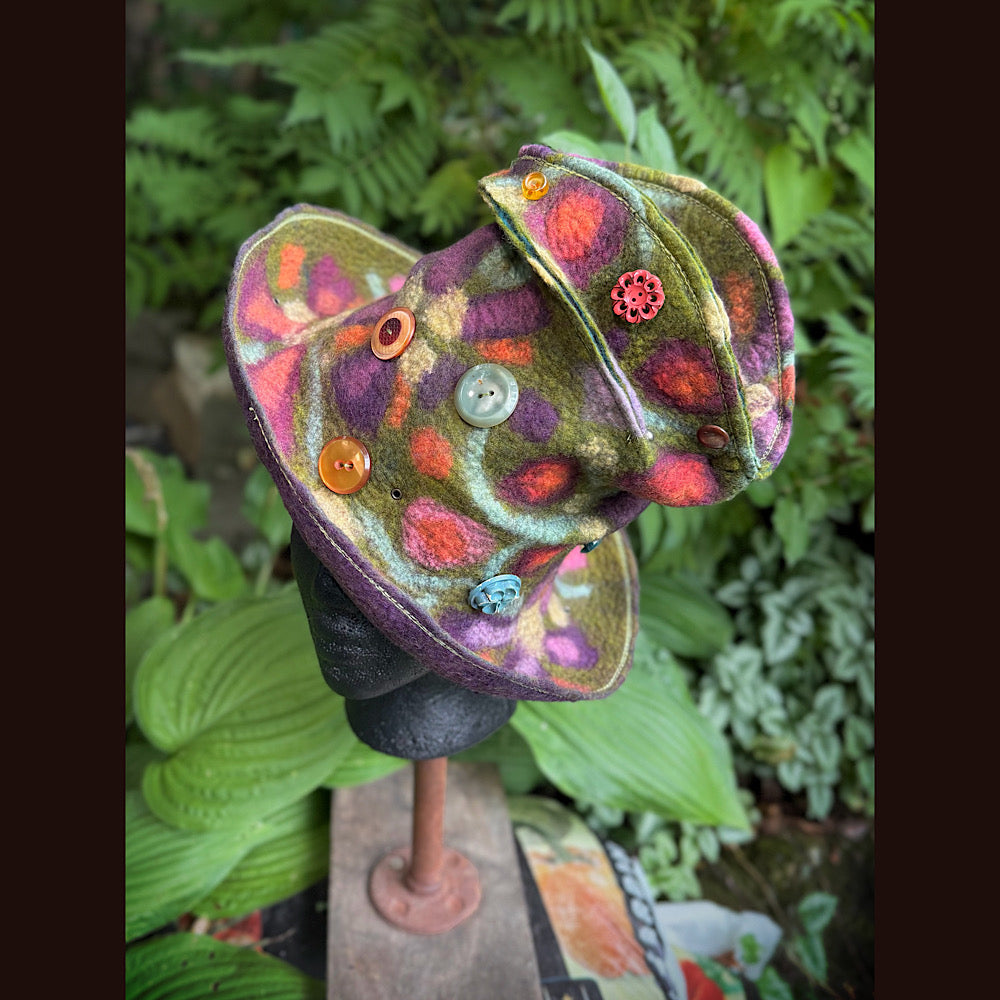OOAK Handmade wool Felted hat 22” small