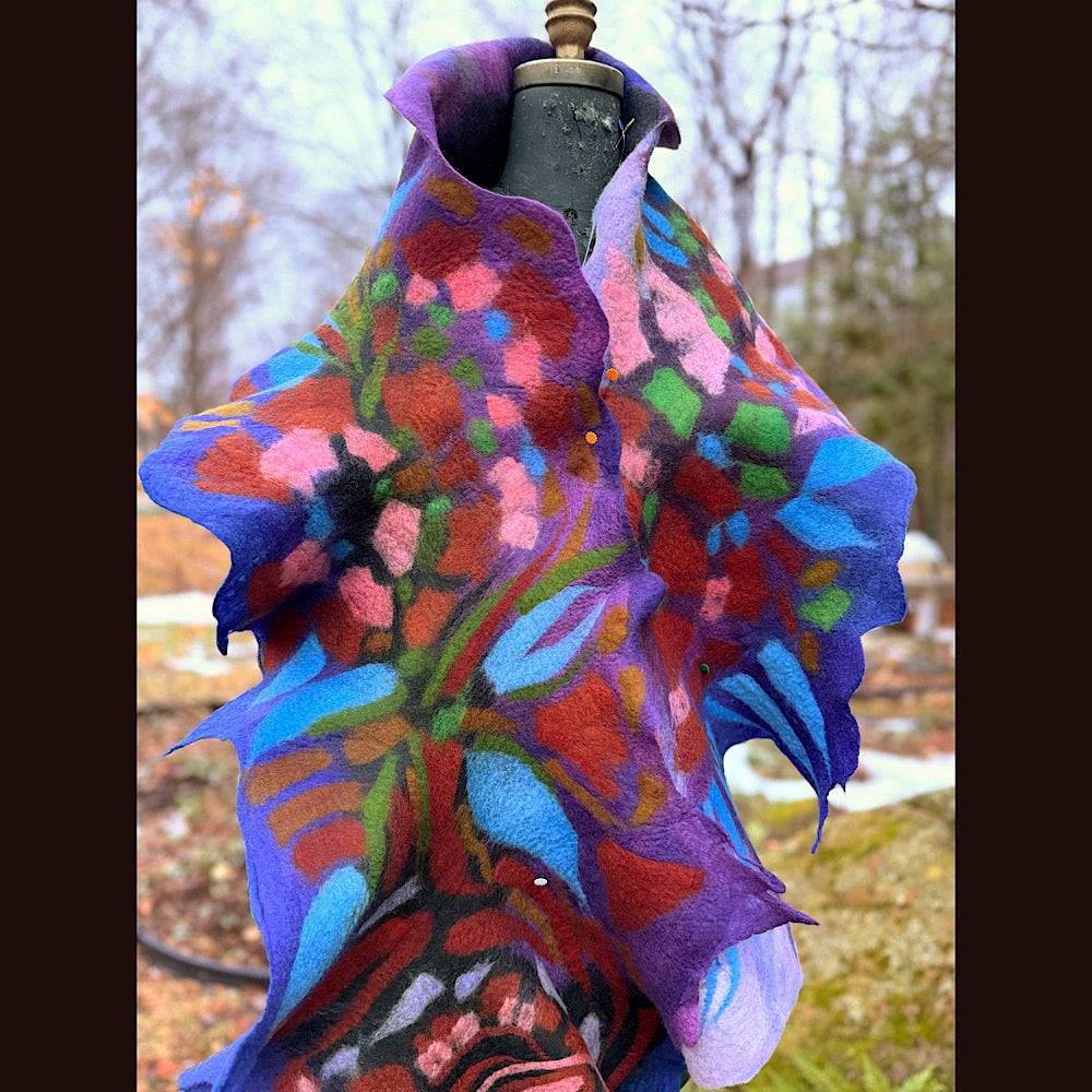 Handmade wool Felted Scarf 80” X 19”