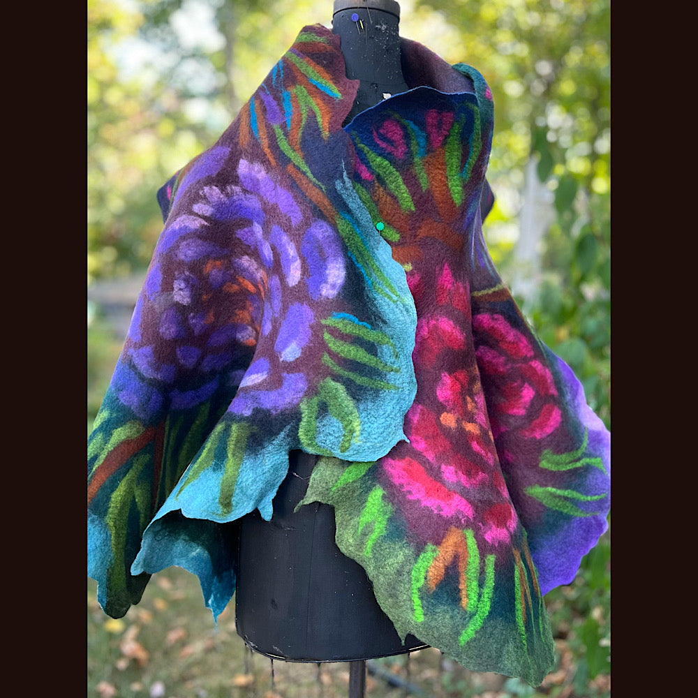 Handmade Felted Wool Scarf 74” X 29”