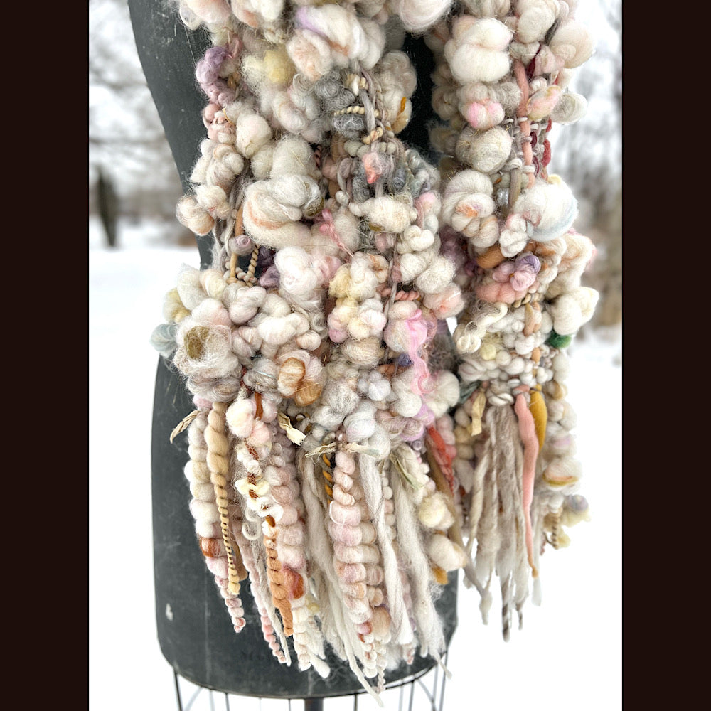 The Snow Rose Scarf 92” X 10”  1.2 pound