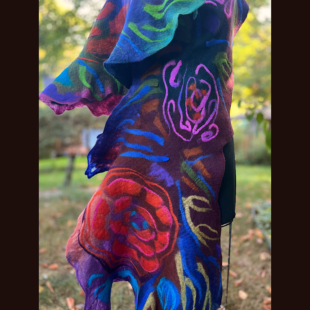 Handmade Felted Wool Scarf 82” X 29”