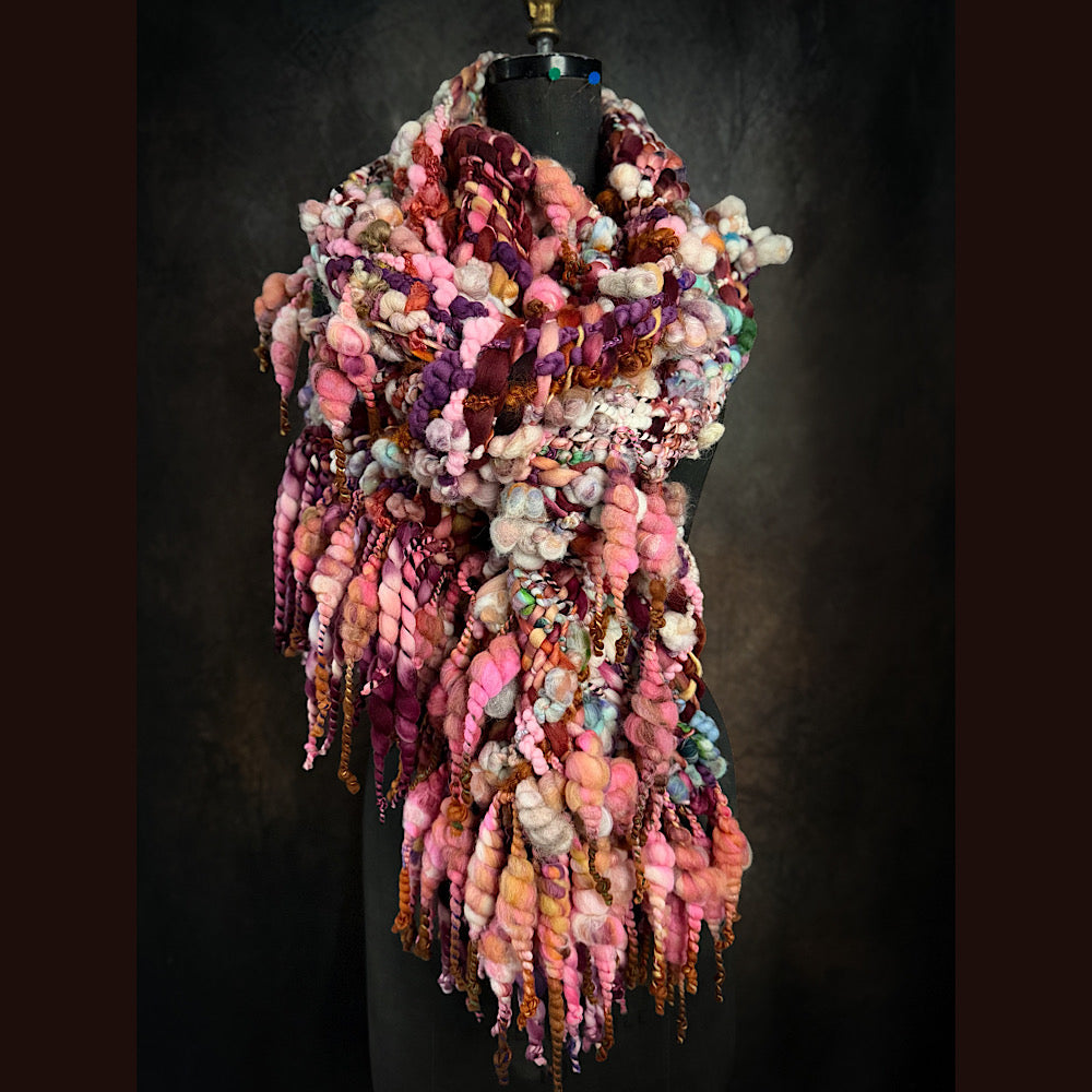 Handmade wool Woven Scarf 86” X 11”