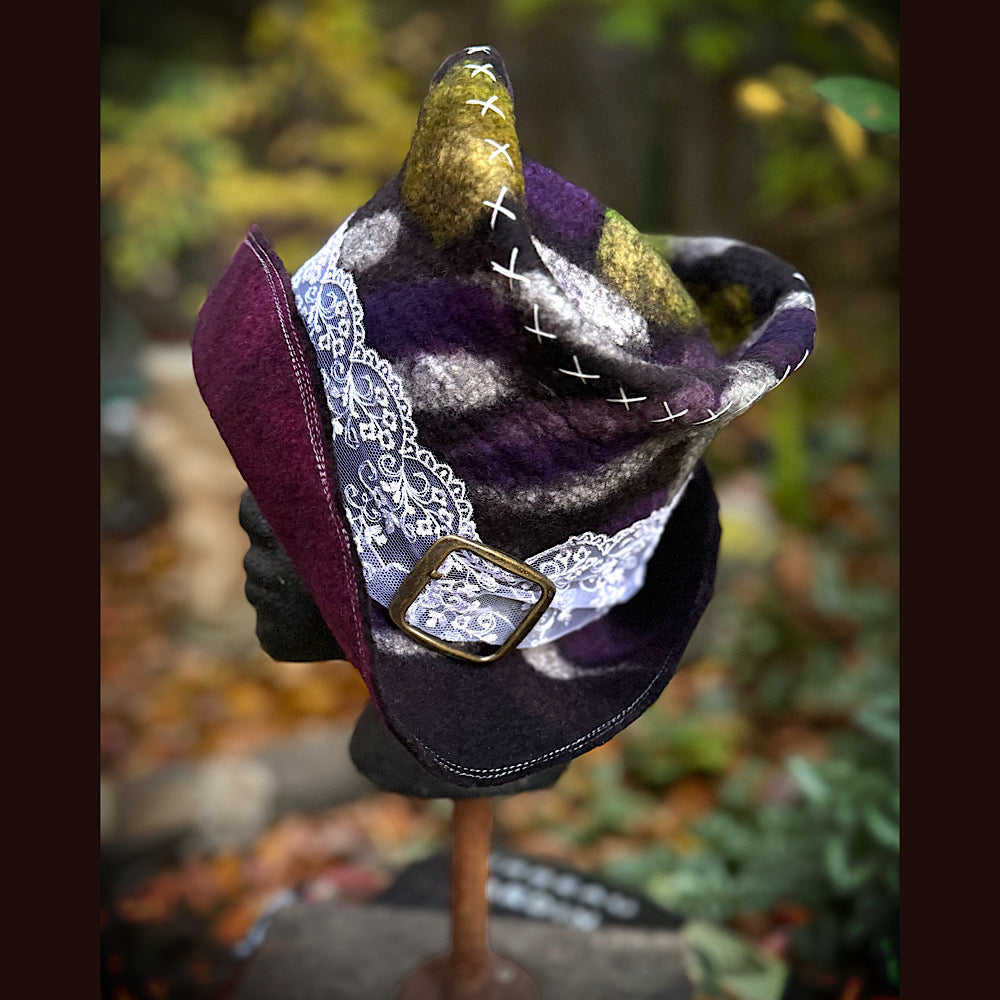 OOAK Handmade wool Felted hat 23.5” medium