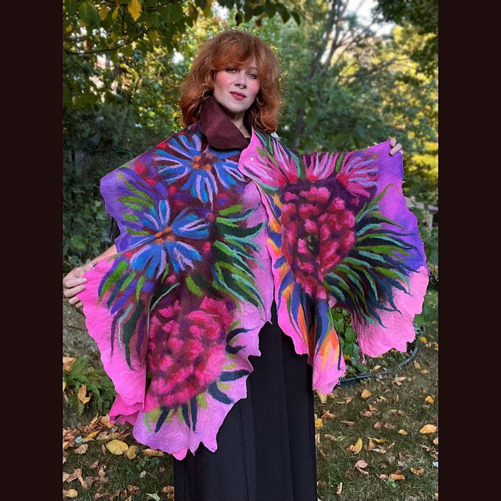 Handmade Felted wool Scarf 82” X 24”