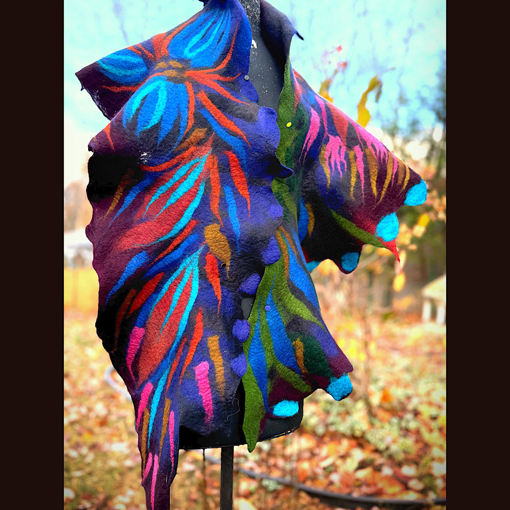 Handmade wool Felted Scarf 78” X 16”