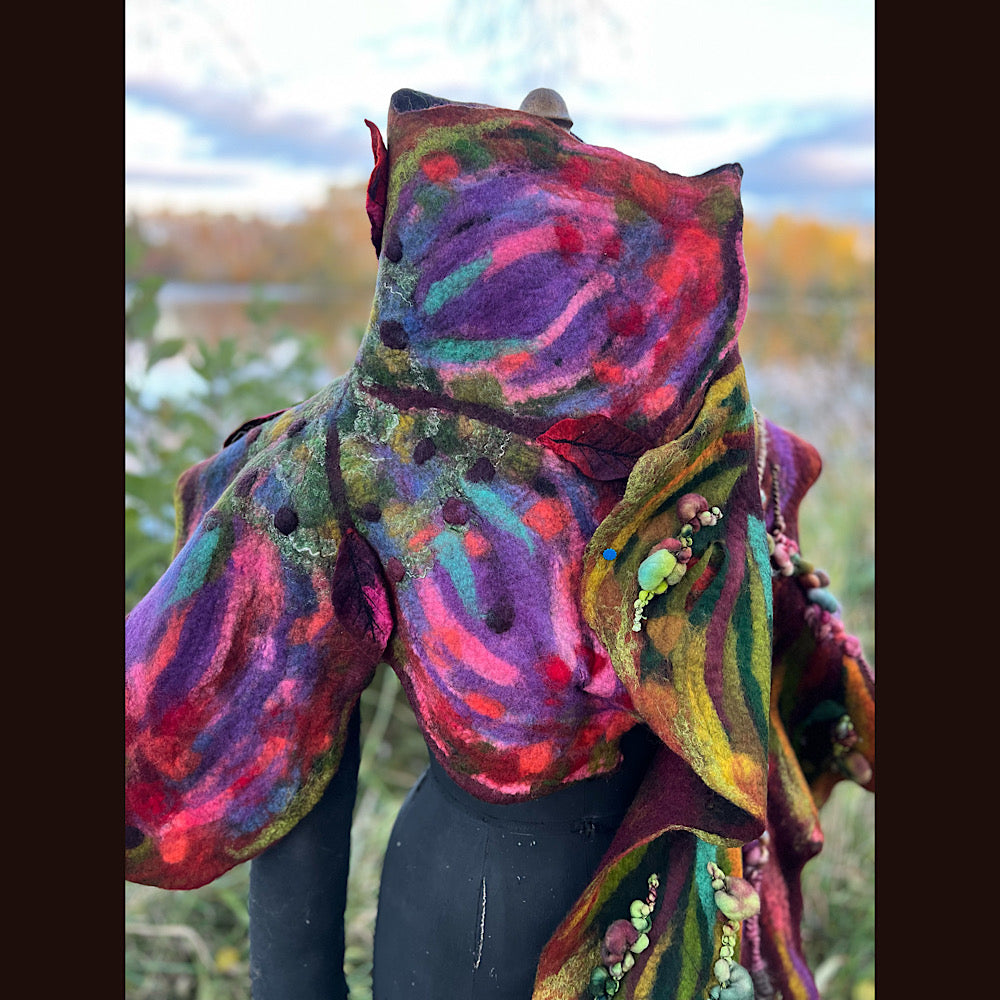 Wild Rose Felted Scarf 70” x 25”