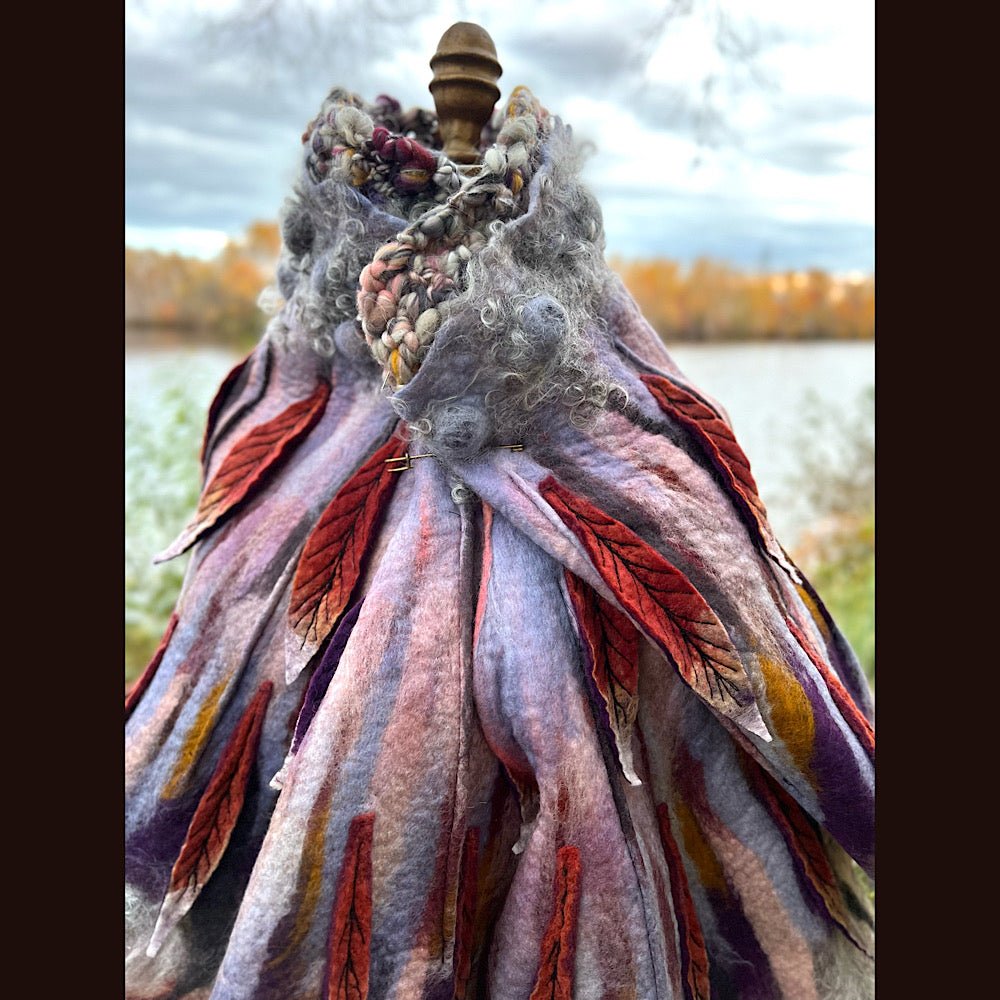 October sunset felted shawl 86” X 22”