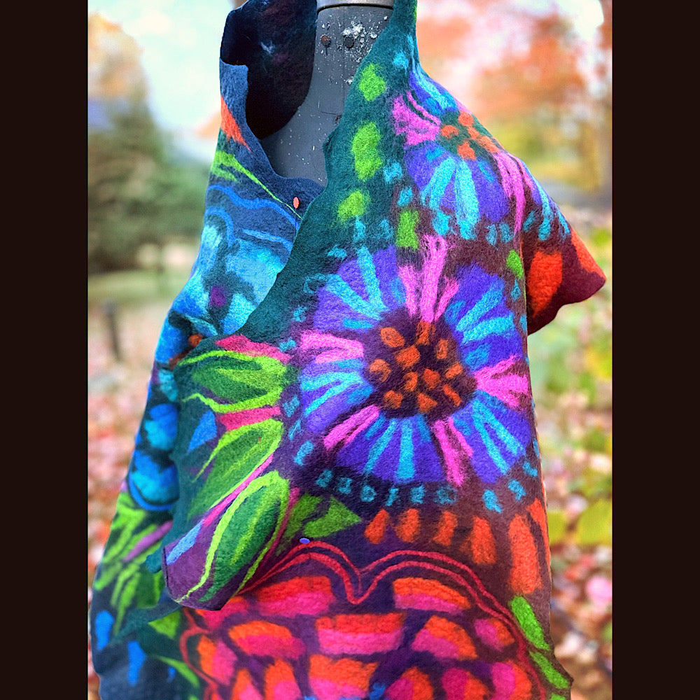 Handmade wool Felted Scarf 82” X 31”