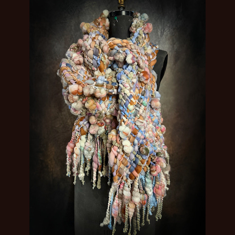 Handmade wool Woven Scarf 88” X 11”