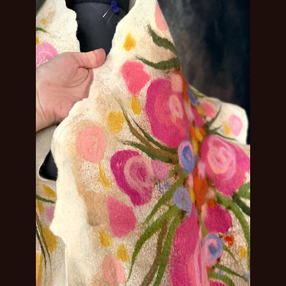 OOAK Handmade wool Felted Scarf 81” X 17” Original art work