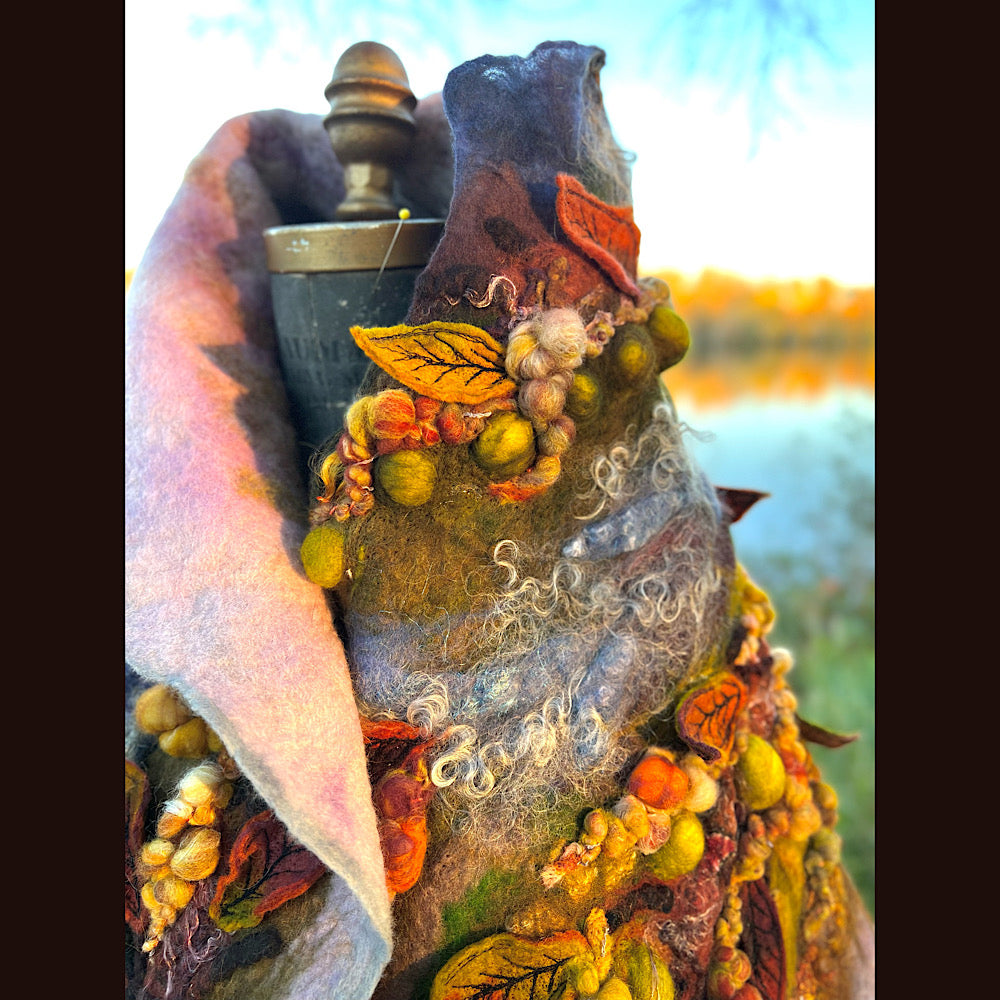 Chicoutimi river felted shawl 59” X 22”