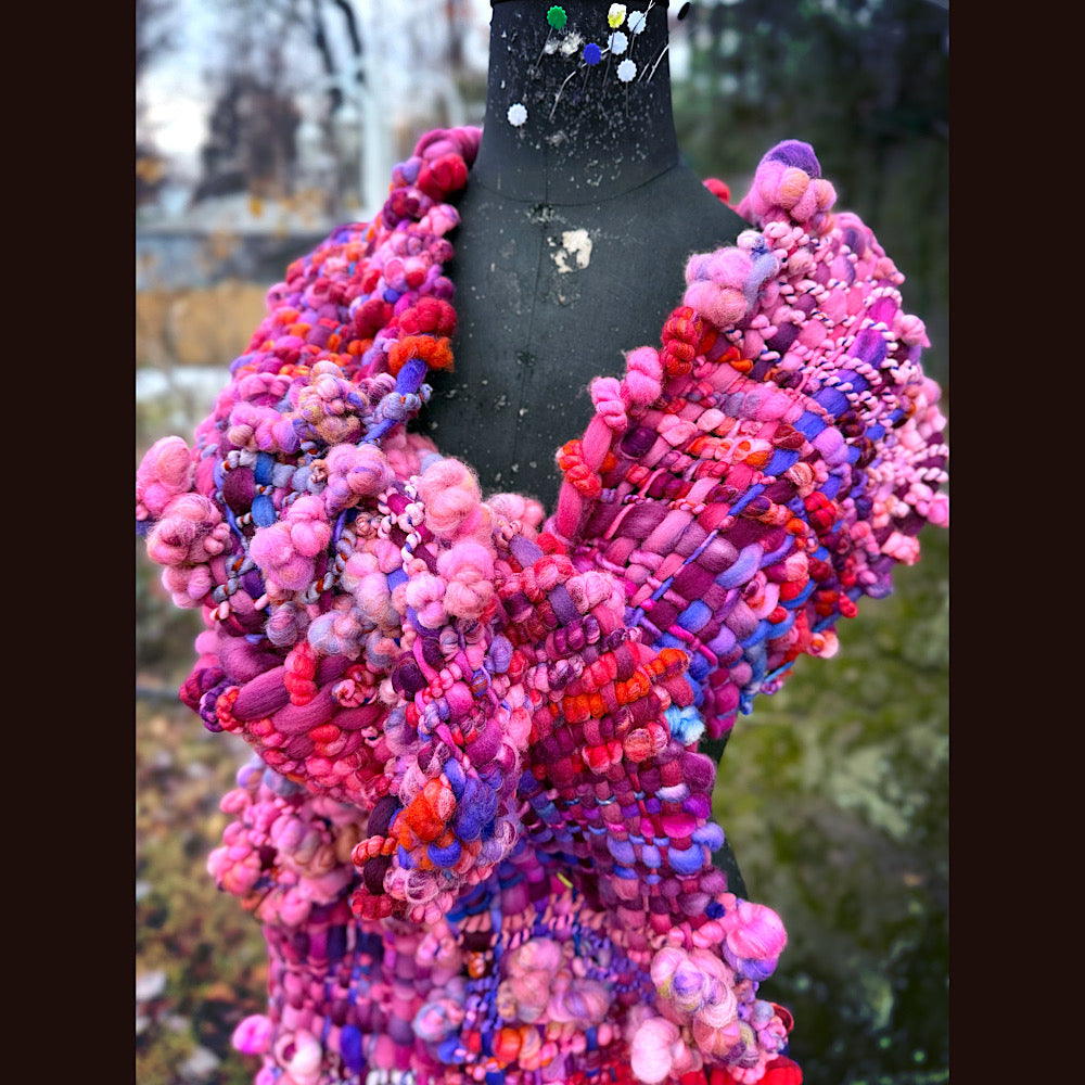 Handmade wool Woven Scarf 98” X 9”