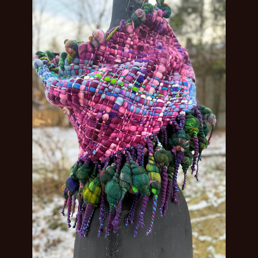 Handmade wool Woven Scarf shawlette 19”X 19”