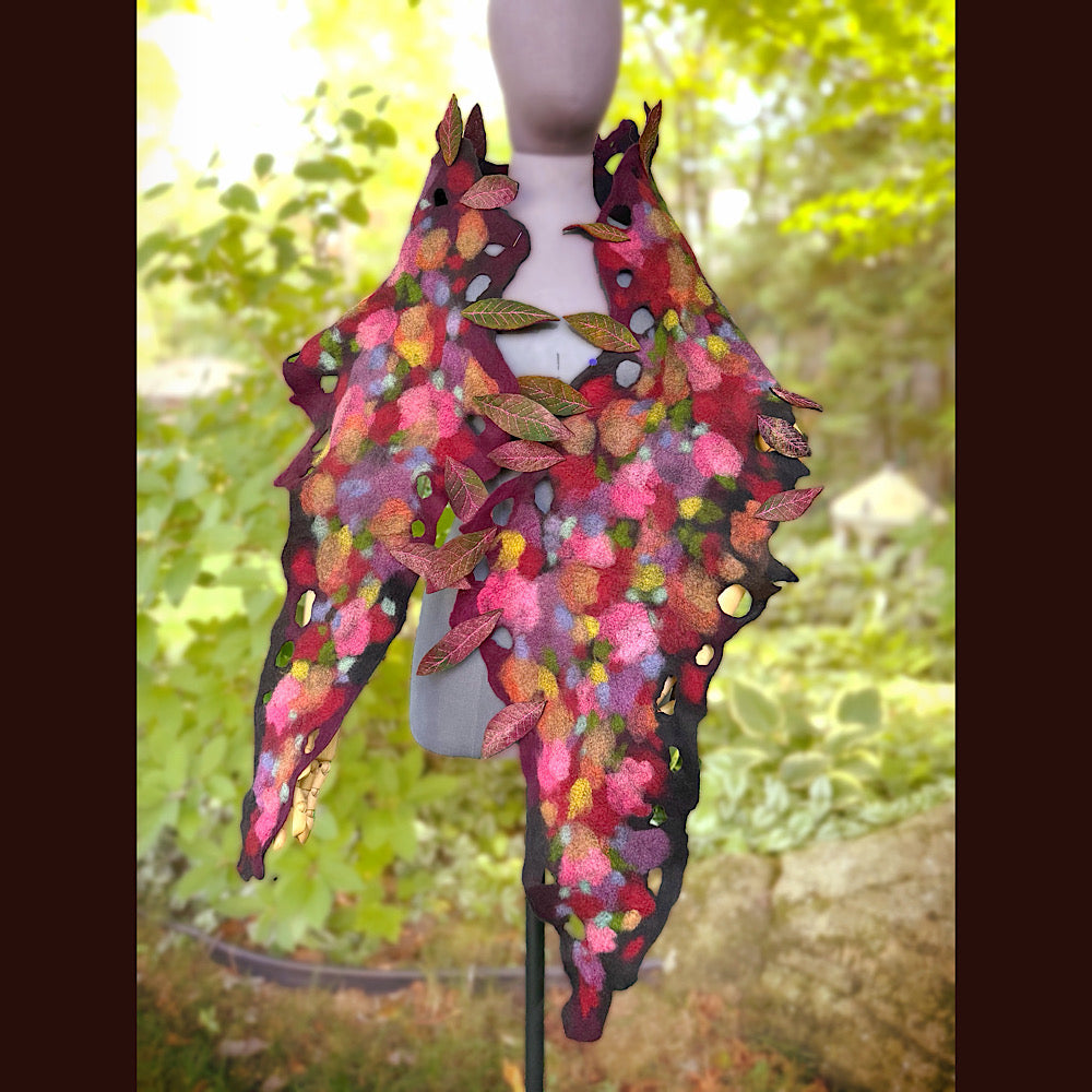 OOAK Handmade wool Felted Scarf 84” X 17” Original art work
