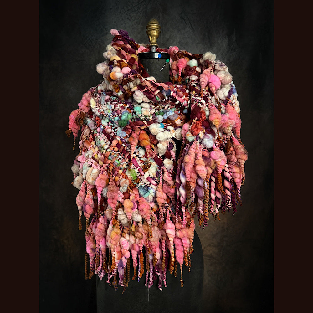 Handmade wool Woven Scarf 86” X 11”