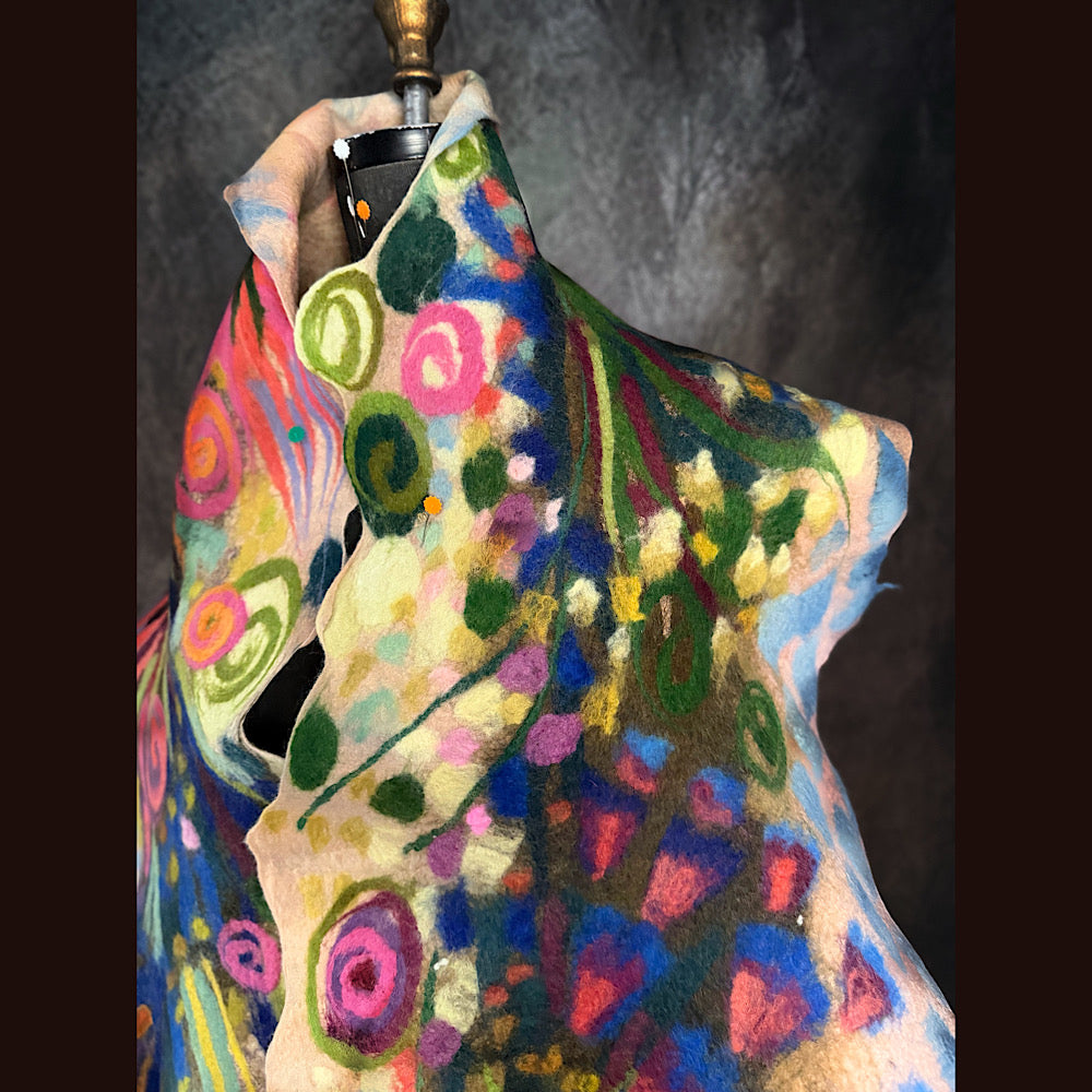 OOAK Handmade wool Felted Scarf 84” X 18”