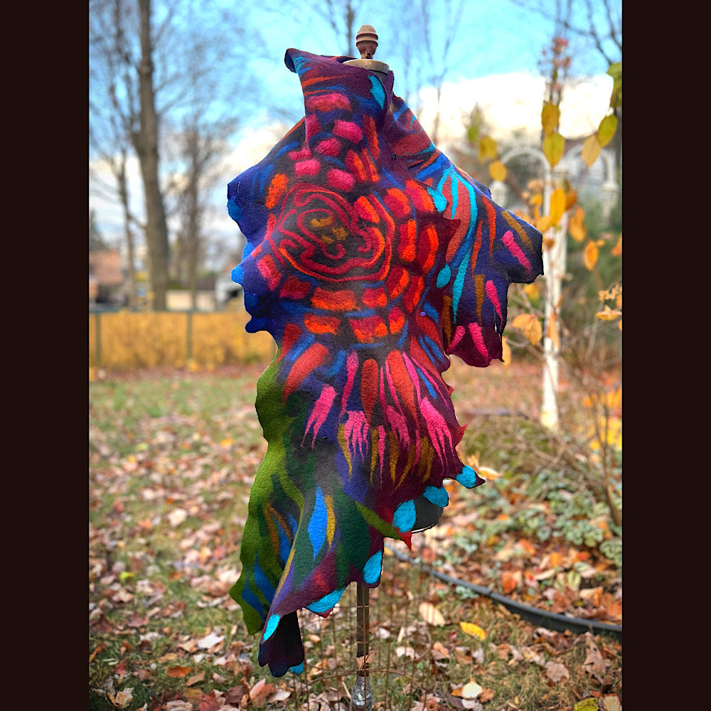 Handmade wool Felted Scarf 78” X 16”