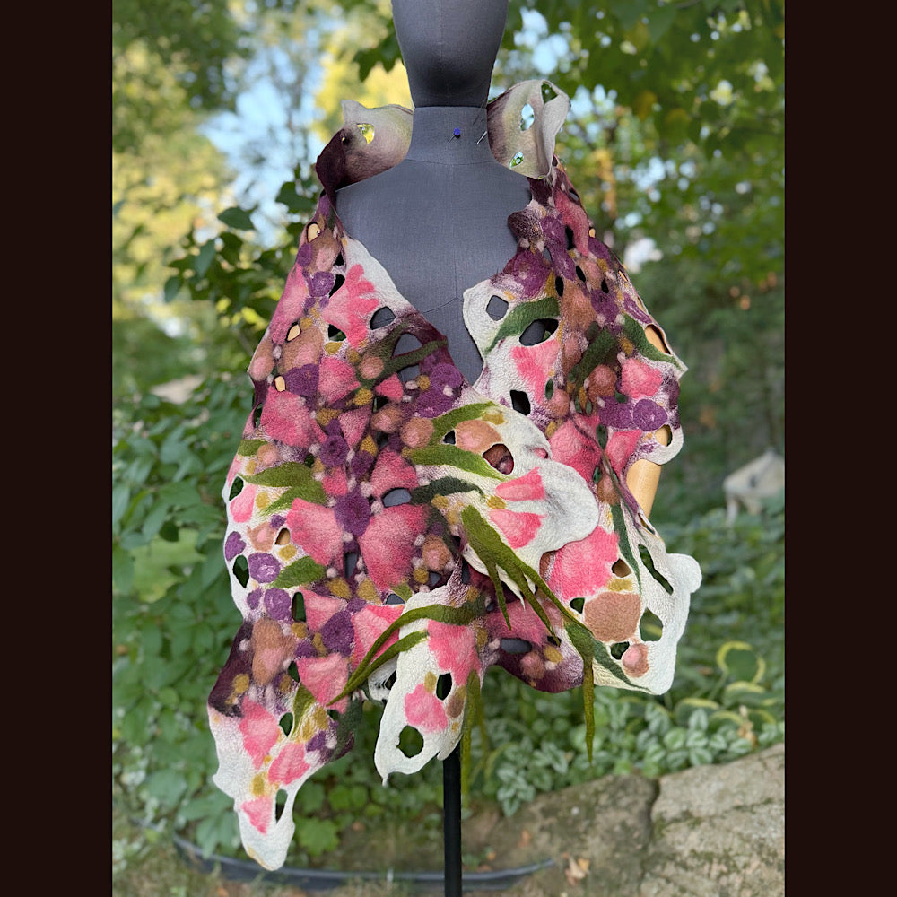 OOAK Handmade wool Felted Scarf 82” X 23” Original art work