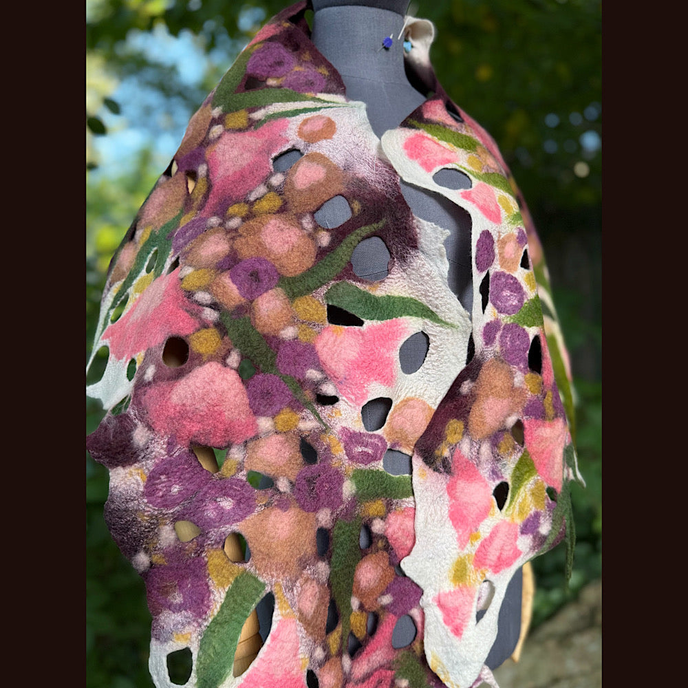 OOAK Handmade wool Felted Scarf 82” X 23” Original art work