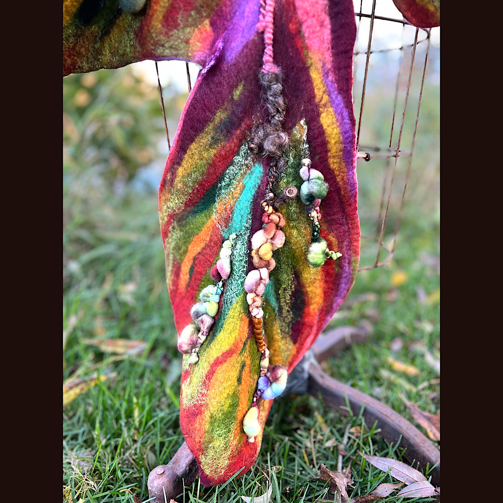 Wild Rose Felted Scarf 70” x 25”