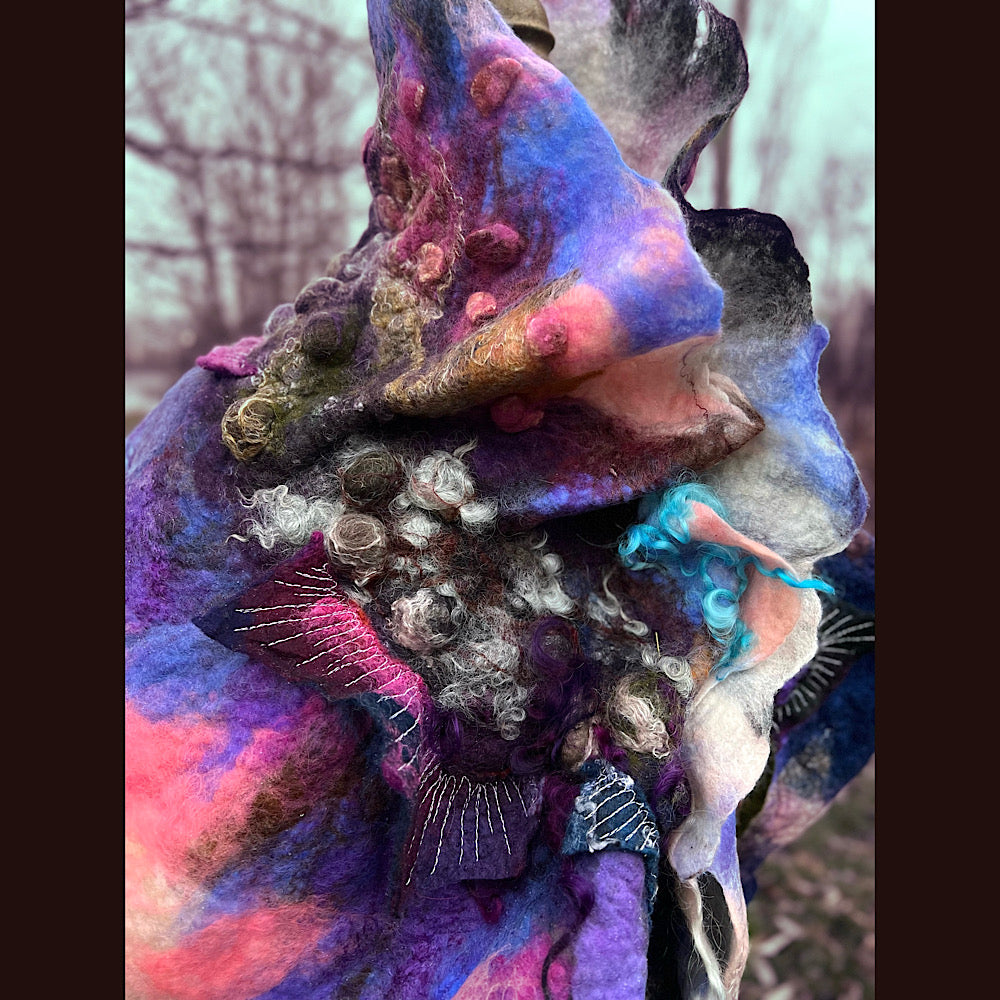 Soleil d’hiver felted scarf 75” X 18”