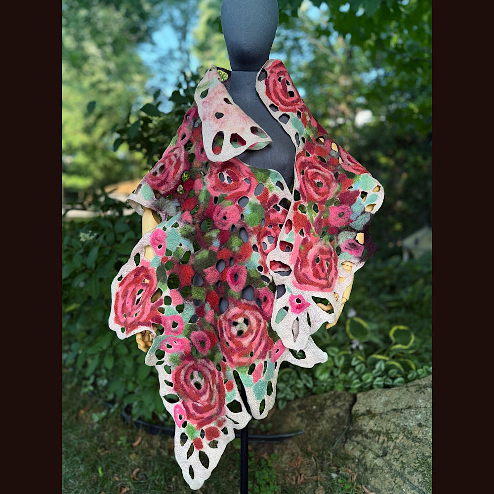 OOAK Handmade wool Felted Scarf 90” X 29” Original art work