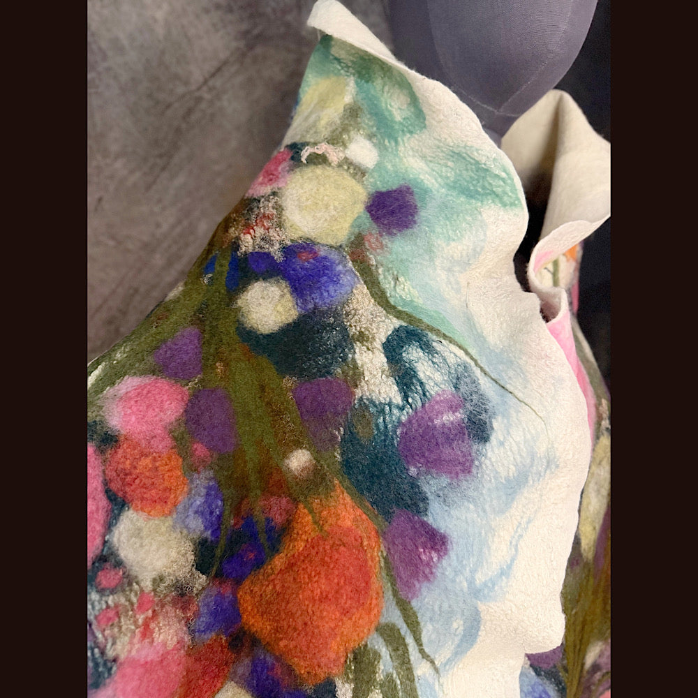 OOAK Handmade wool Felted Scarf 80” X 17” Original art work