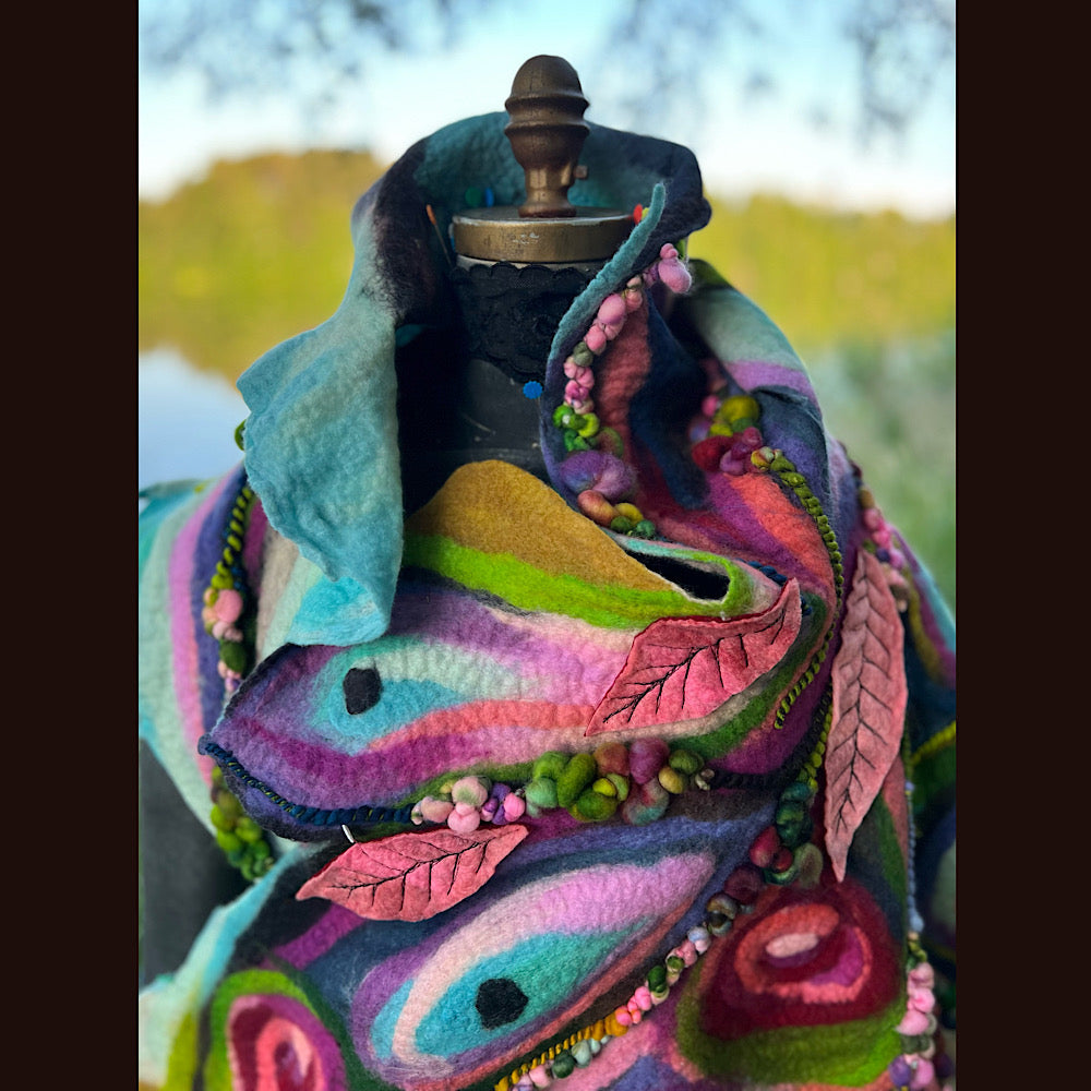 Large Felted Shawl 70” X 28