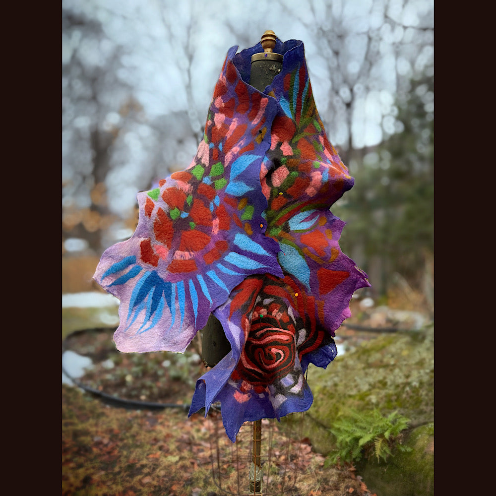 Handmade wool Felted Scarf 80” X 19”