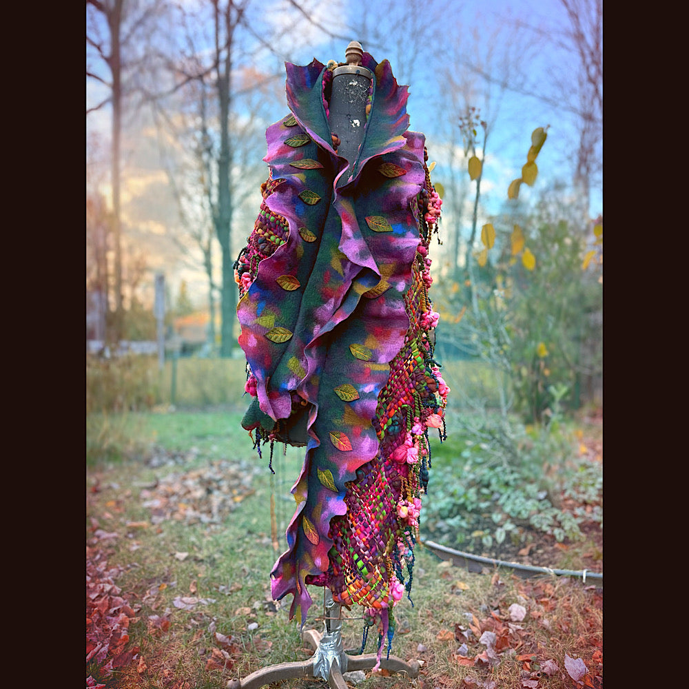 Handmade wool Felted Scarf 90” X 16”