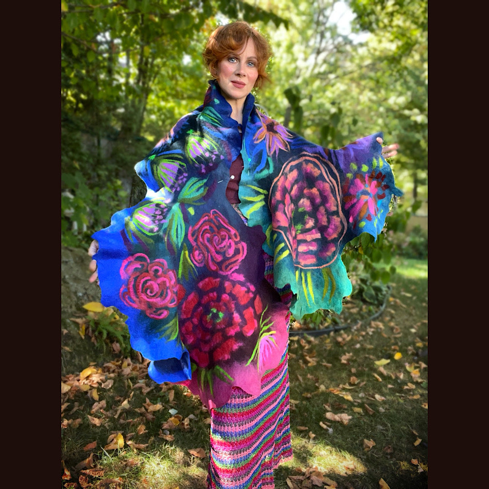 Handmade Felted Wool Scarf 80” X 26”